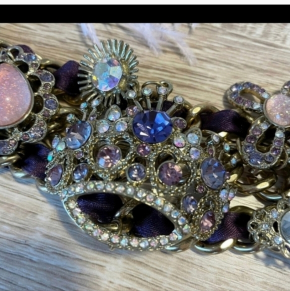 🍁🍂Rare Betsey Johnson Vintage Tzarina Sugar Plum PurpleCrystal Mirror Crown - Picture 10 of 11